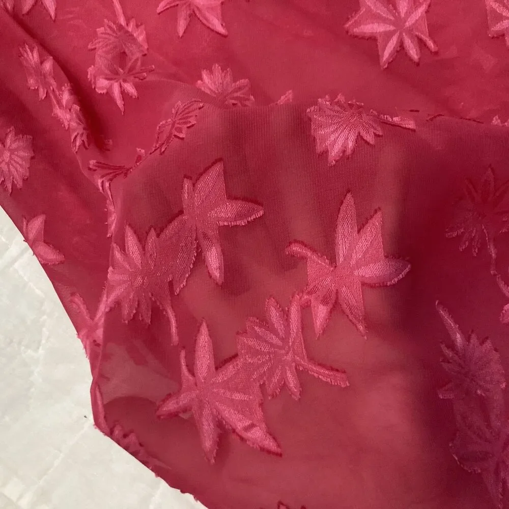 Vintage Lingerie Y2K Sheer Floral Bias Cut Slip Hot Pink Romantic Size Large - Picture 3 of 8